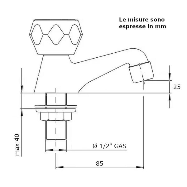 Nobili Nuova Flora rubinetto lavabo senza scarico bocca singola cromato