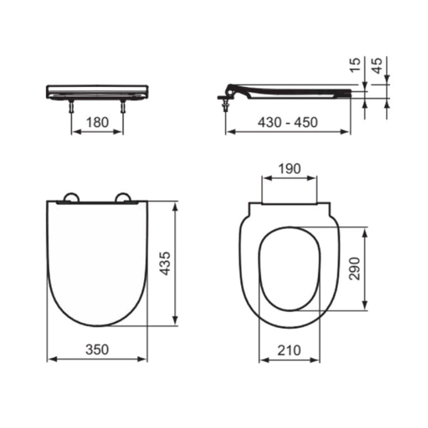 Sedile slim a sandwich I.LIFE O T572301 Ideal Standard chiusura tradizionale bianco lucido