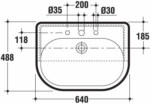 Lavabo da semincasso UNIVERSALE T092661 Ideal Standard 64 x 48,8 cm monoforo
