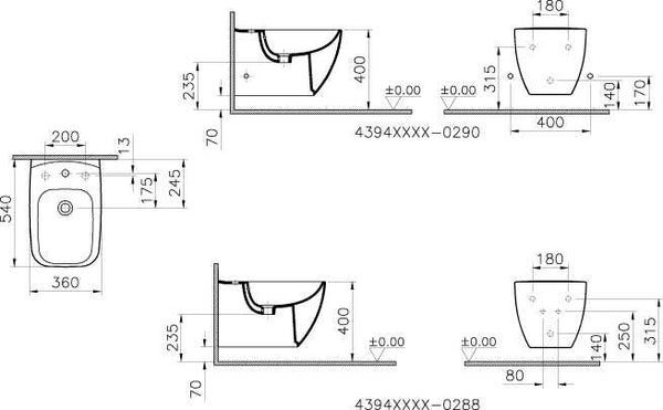 Vitra Shift biet sospeso ceramica bianco