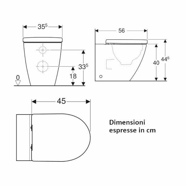 Geberit iCon Square vaso a pavimento a cacciata con sedile
