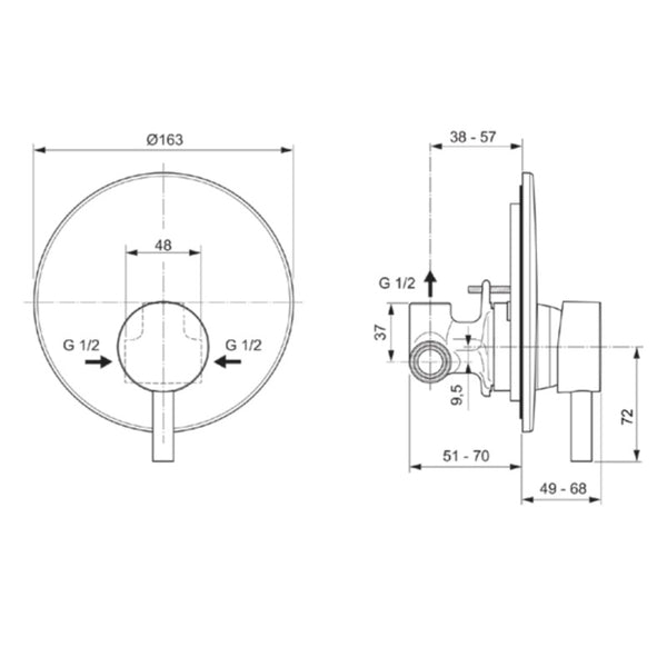 Miscelatore doccia ad incasso Ceraline A6940AA Ideal Standard