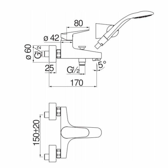 Nobili Blues miscelatore vasca cromato con duplex