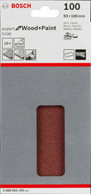 Bosch set 10 fogli abrasivi 93 x 186 mm, grana 100