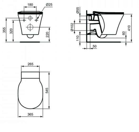Ideal Standard CONNECT AIR vaso sospeso AquaBlade con sedile soft close