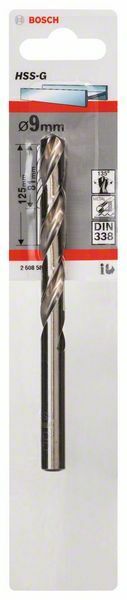 Bosch punta per metallo HSS-G, DIN 338 9 x 81 x 125 mm - 1 pezzo