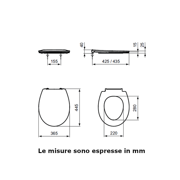 Ideal Standard E131601 sedile originale per Ceramica Dolomite QUARZO EUROVIT