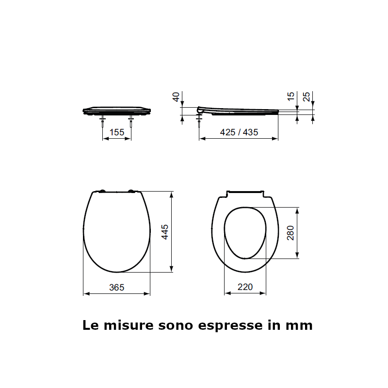 Ideal Standard E131601 sedile originale per Ceramica Dolomite QUARZO EUROVIT