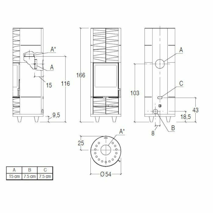 Piazzetta ROUND-H BCS stufa a legna 7,8 kW