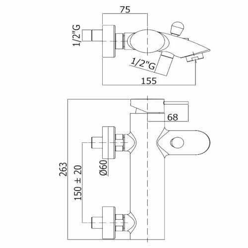 Paffoni Berry miscelatore vasca con supporto a muro, doccetta e flex cromo