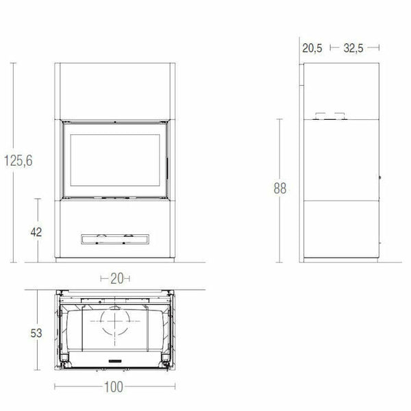 Piazzetta BERNA MC 90/44 stufa caminetto a legna 12 kW