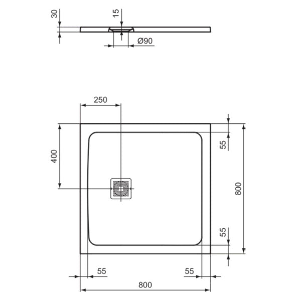 Piatto doccia Ultra Flat S+ T5600FR Ideal Standard 80 x 80 cm bianco opaco