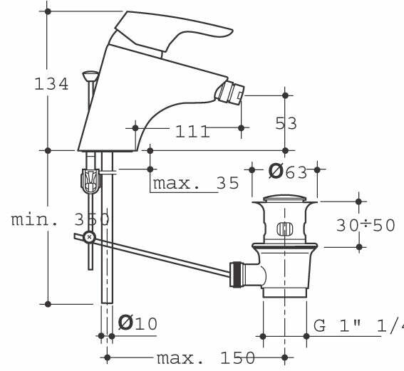 Ideal Standard CERASPRINT NEW Miscelatore monocomando bidet, tubi rigidi