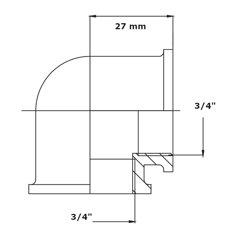 Gomito filettato OT5090 Frabo 3/4" x 3/4" FF ottone