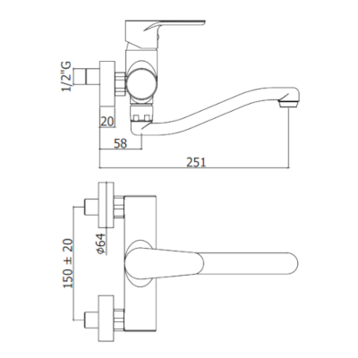 Paffoni Green miscelatore lavello a muro cromo