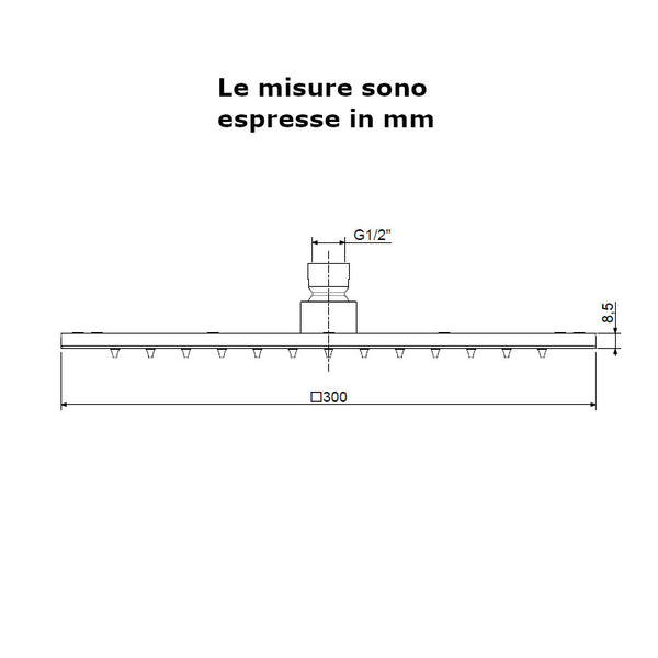 Soffione doccia quadrato ZSOF078 SYNCRO KING Paffoni ispezionabile 300X300 nero