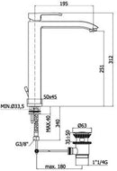 Paffoni Level miscelatore lavabo canna alta con scarico auto cromato