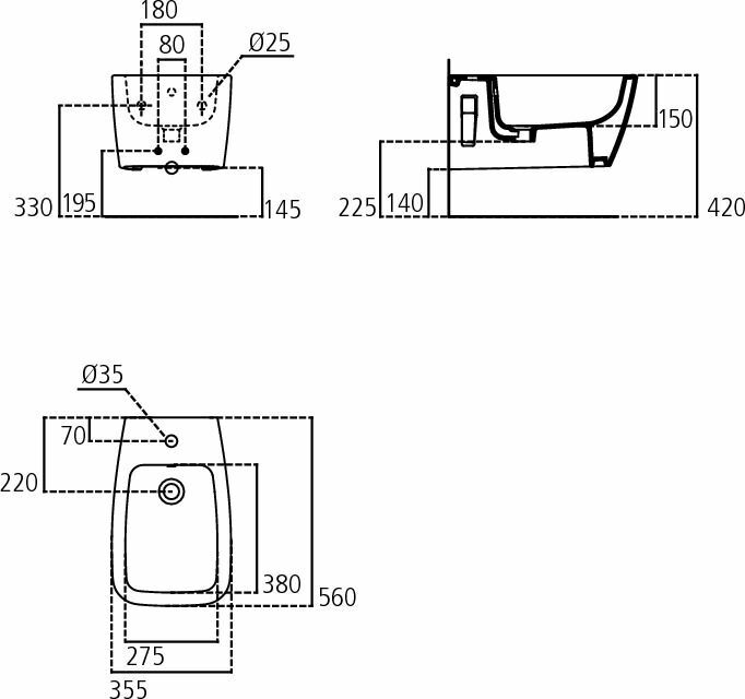 Bidet sospeso Serie 21 T515201 Ideal Standard con fissaggi nascosti