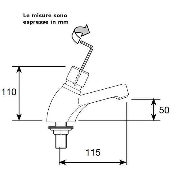 Miscelatore lavabo Magic R7100 River tempo di apertura regolabile