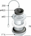 OMP piletta universale con troppo pieno 63 mm x 1"1/4