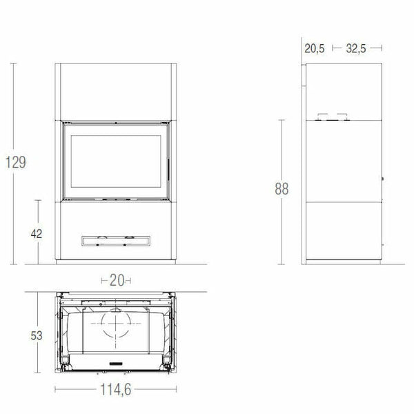 Piazzetta BERNA MC 105/48 BL stufa caminetto a legna 12 kW