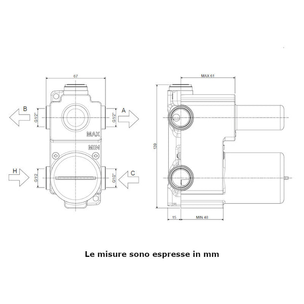 Miscelatore incasso doccia Paffoni Red RED018CR con deviatore e 2 uscite