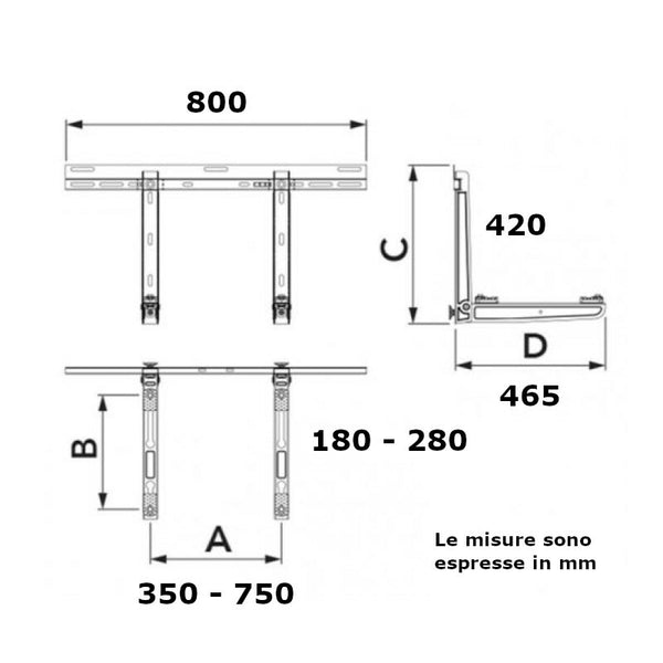 Staffa a muro Giotto EVO SG SCD500361 Tecnosystemi 465 mm 160 kg