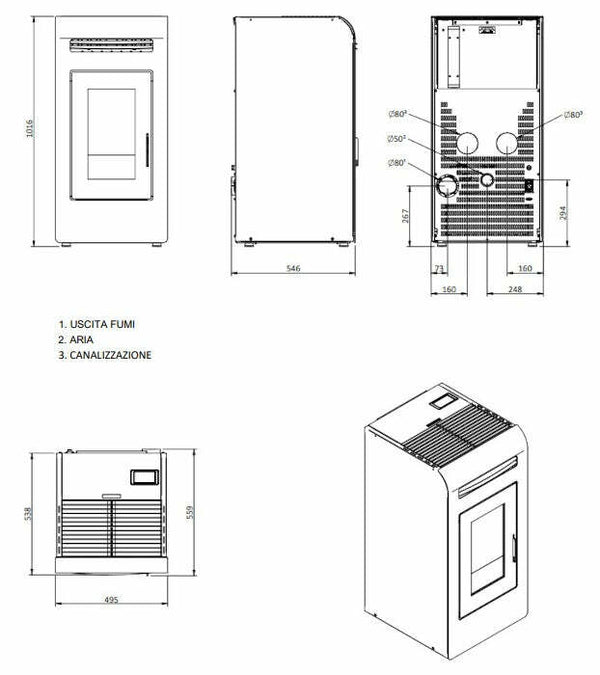Zanutta SATURNO 14C stufa a pellet 13,2 kW - grigio