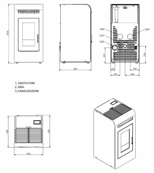 Zanutta SATURNO 14C stufa a pellet 13,2 kW - grigio
