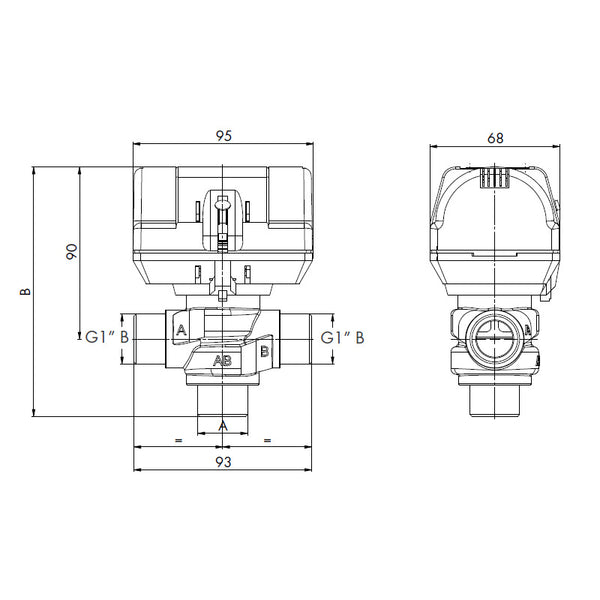 Valvola di zona VMR 25E SPST CR M1S Mut a 3 vie motorizzata con micro 1"