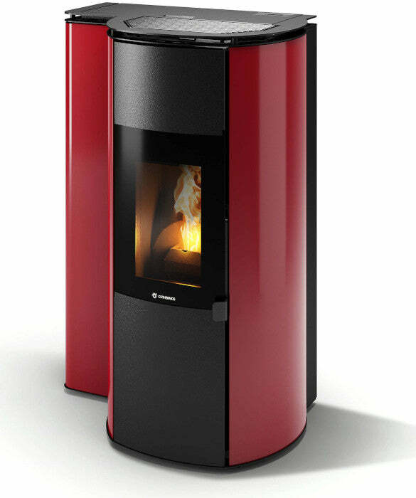Stufa a pellet cippato Eco Cippatina 10 CS Thermos canalizzabile 10,16 KW rosso