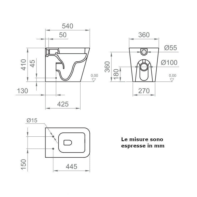 Vaso a terra Wave BCWAVLVASO0003 Ercos filo parete senza brida bianco