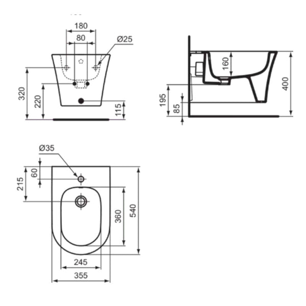Bidet sospeso La Dolce Vita LDV E263701 Ideal Standard bianco lucido
