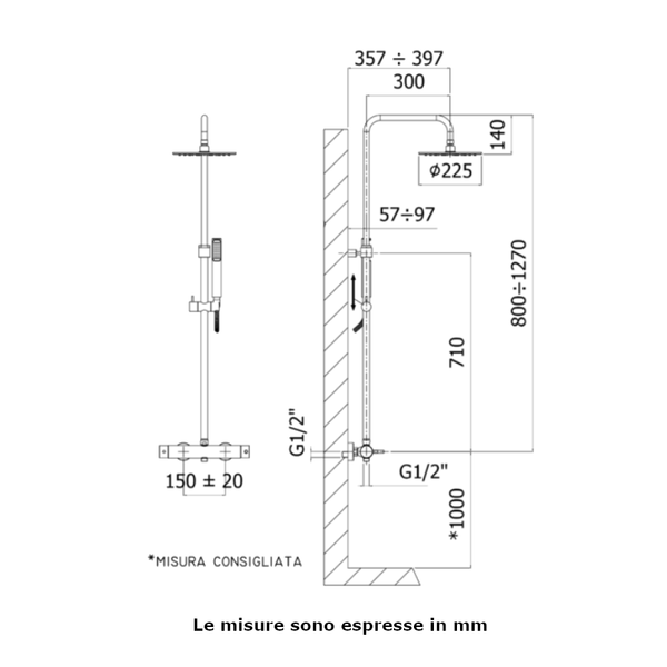 Colonna doccia New Mini Master ZCOL599CR Paffoni con deviatore