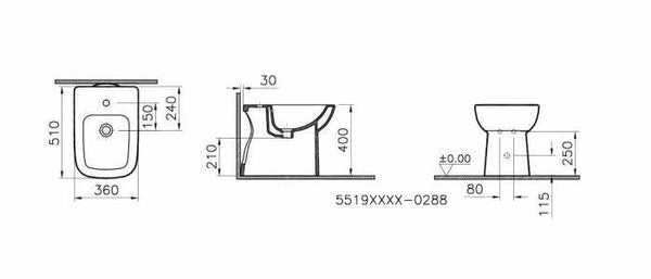 Vitra S20 bidet monoforo a pavimento ceramica bianco