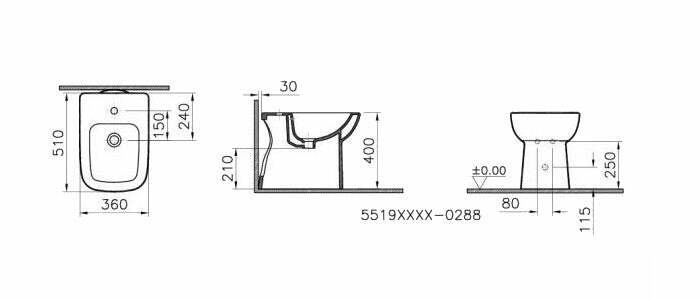 Vitra S20 bidet monoforo a pavimento ceramica bianco