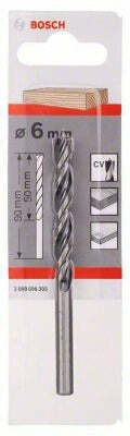 Bosch punta elicoidale per legno 6 x 57 x 93 mm, diametro 6 mm