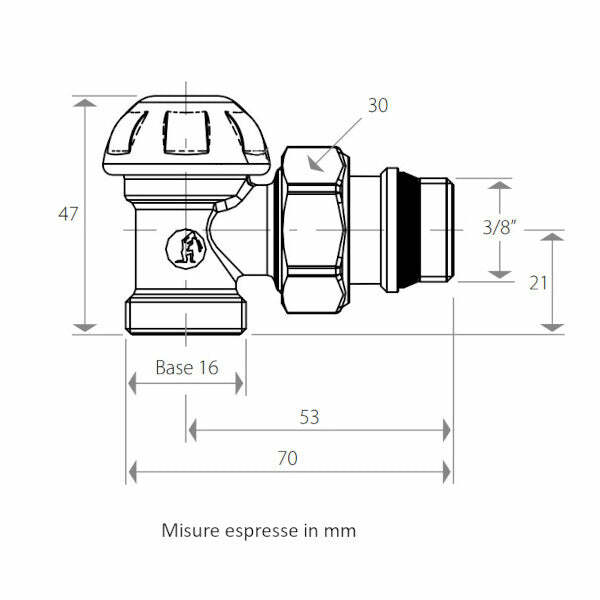 Giacomini R29TG detentore a squadra 3/8"x16 per adattatore