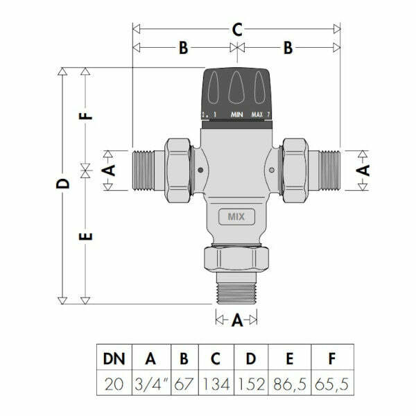 Caleffi 521 miscelatore termostatico anticalcare 3/4"