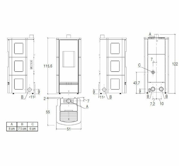 Piazzetta P920 C TOP stufa a pellet 8,5 kW scarico superiore