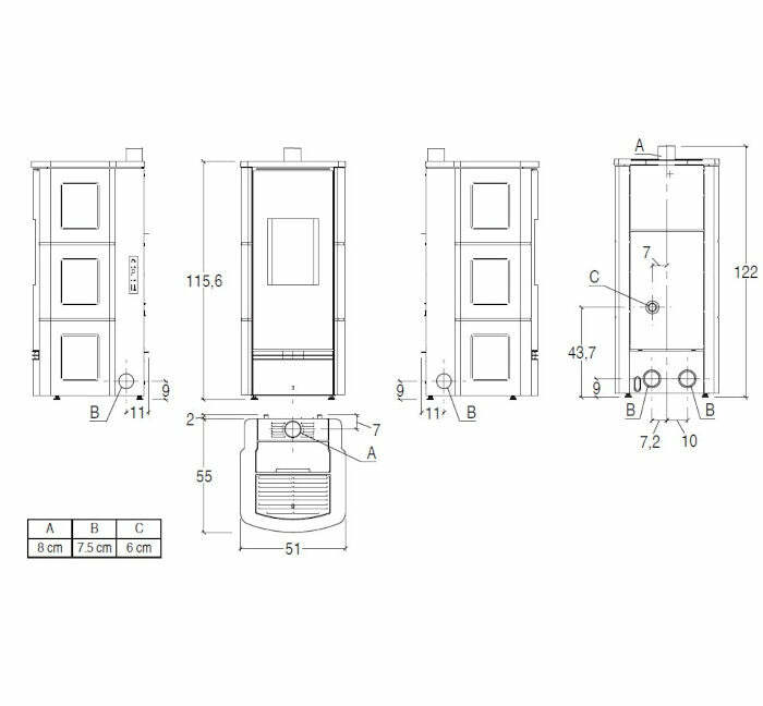 Piazzetta P920 C TOP stufa a pellet 8,5 kW scarico superiore