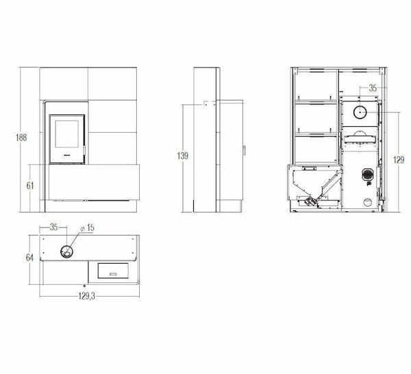 Piazzetta E228 H stufa ibrida 8 KW con scarico superiore