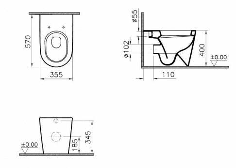 Vitra Nest vaso a pavimento filo parete ceramica bianco