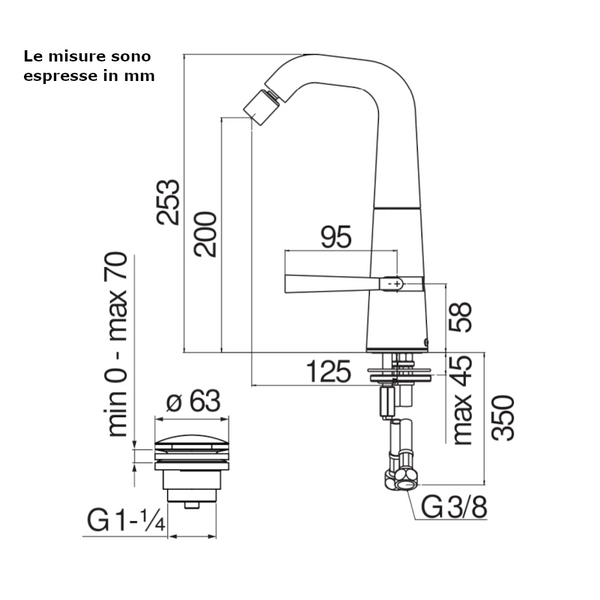 Miscelatore bidet Likid Nobili LK00119/2CR con bocca girevole cromo
