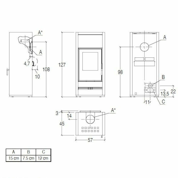 Piazzetta E128 stufa a legna 11 kW a convezione naturale