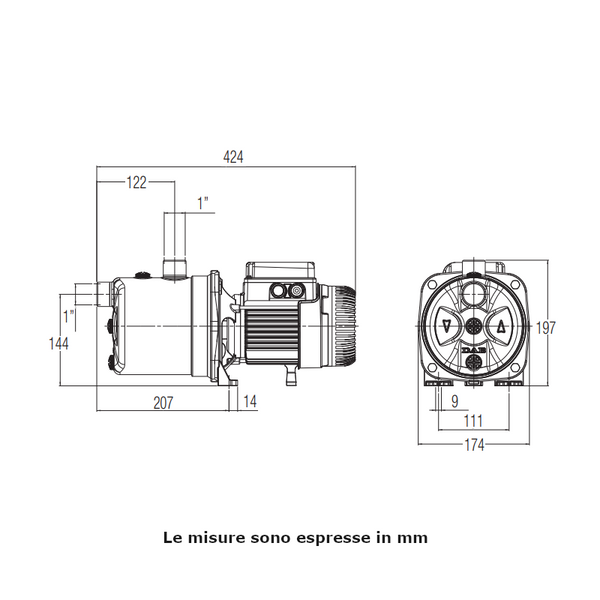 Dab JETINOX 102 M elettropompa centrifuga autoadescante 0,75 kW