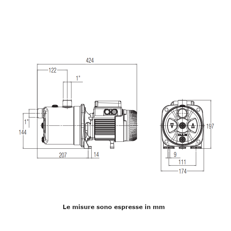 Dab JETINOX 102 M elettropompa centrifuga autoadescante 0,75 kW