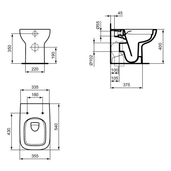 Ideal Standard i.life A vaso a terra filo parete RimLS+ bianco europeo T452501