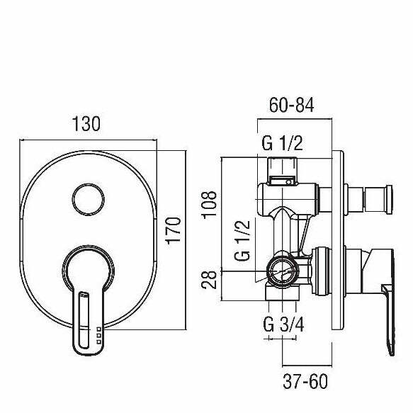 Nobili New Road miscelatore doccia incasso RD00100CR con deviatore