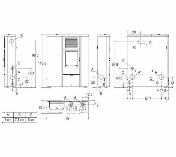 Superior Lia stufa a pellet canalizzabile 8 KW